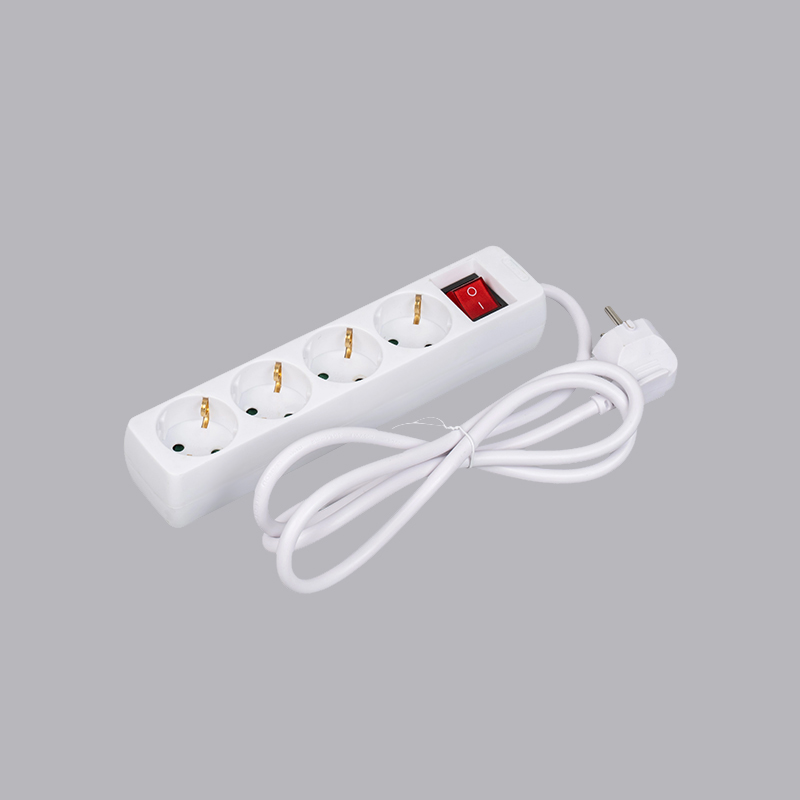 LOB-04K Multipresa a 4 vie di forma rettangolare di tipo tedesco con multipresa con interruttore