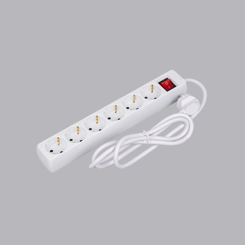 LOB-06K Multipresa a 6 vie di forma rettangolare di tipo tedesco con multipresa con interruttore