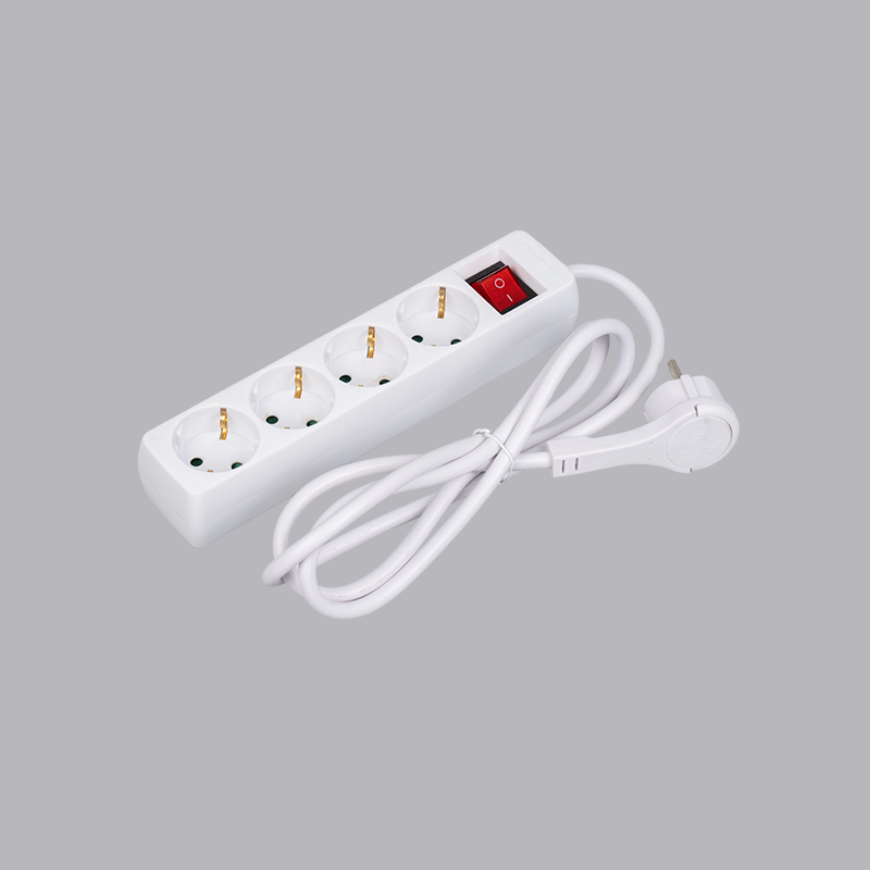 LOB-04KL Multipresa a 4 vie di forma rettangolare di tipo tedesco con anello di trazione e multipresa con interruttore