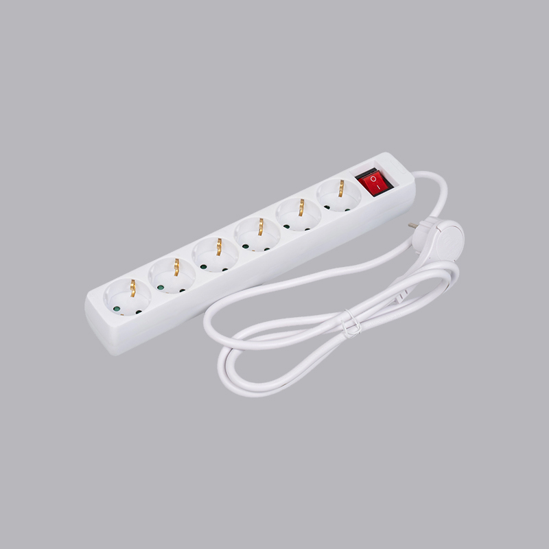 LOB-06KL Multipresa a 6 vie di forma rettangolare di tipo tedesco con anello di trazione e presa multipla con interruttore