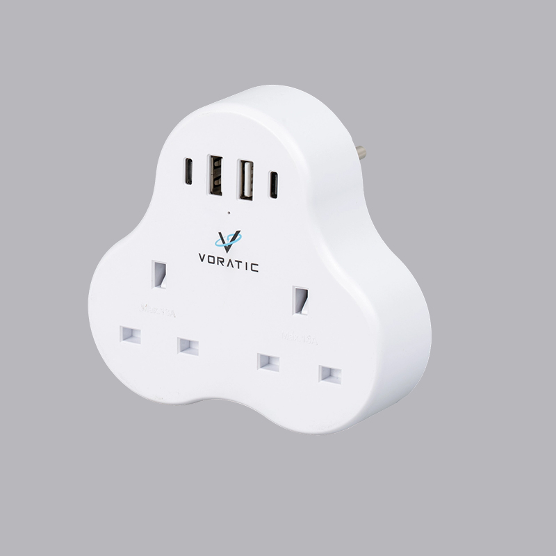 VT-923-DE Da Regno Unito a Germania, 2 prese, 2 porte USB, 2 porte tipo C adattatore