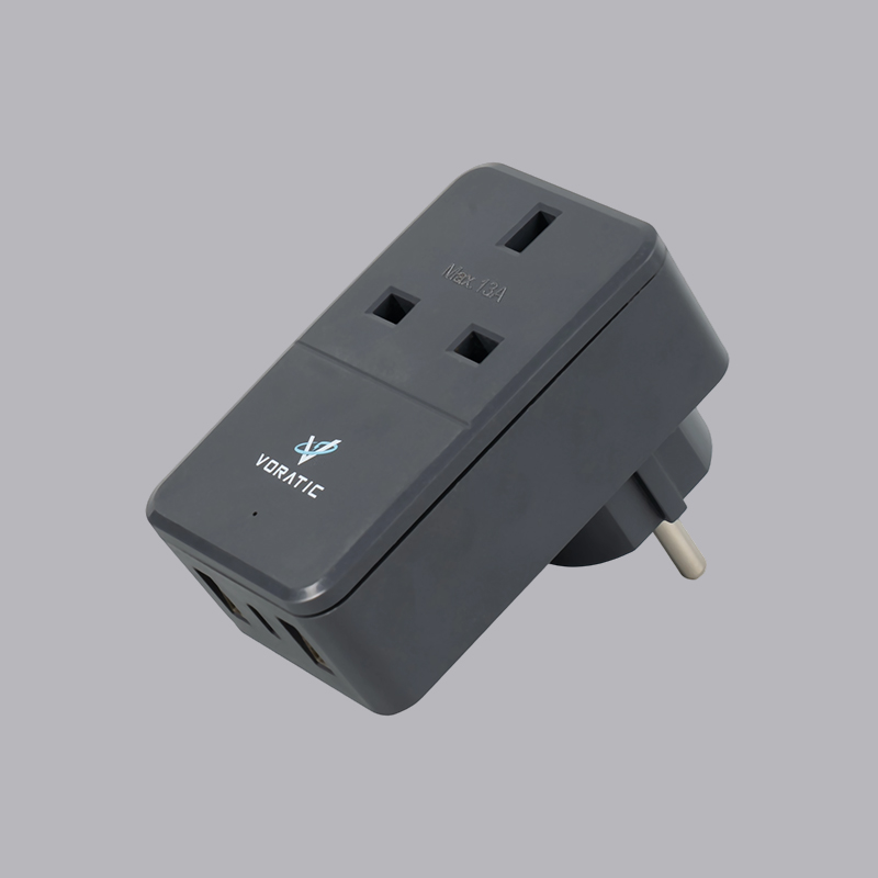 VT-925-DE Da Regno Unito a Germania, 1 presa, 2 porte USB, 1 adattatore per porte tipo C