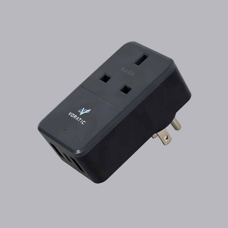 VT-926-US Da Regno Unito a USA, 1 presa, 2 porte USB, 1 adattatore per porte tipo C