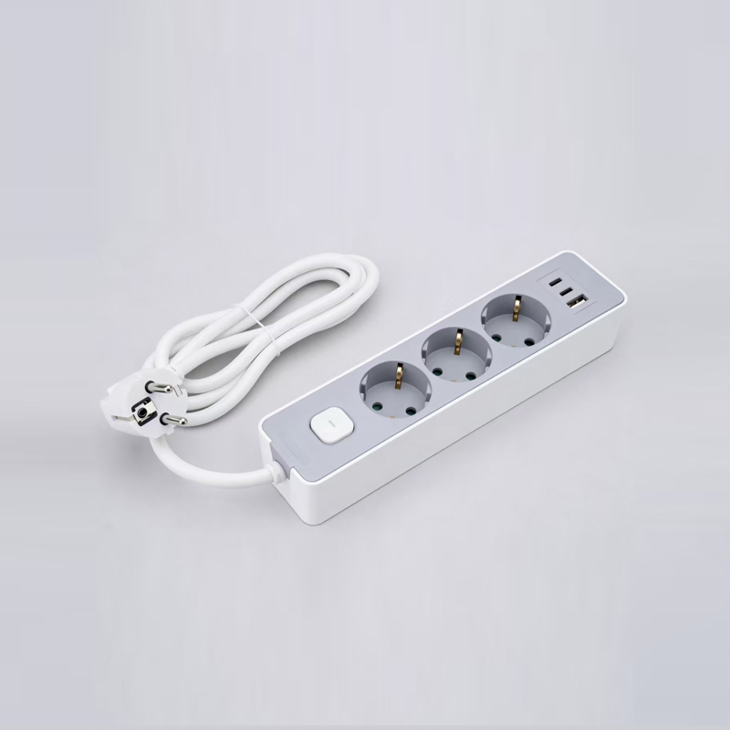 LOB-03K-AC Multipresa di tipo tedesco a 3 prese con interruttore, caricabatterie rapido PD, 1 porta USB-A e 2 porte Type-C Multi-presa
