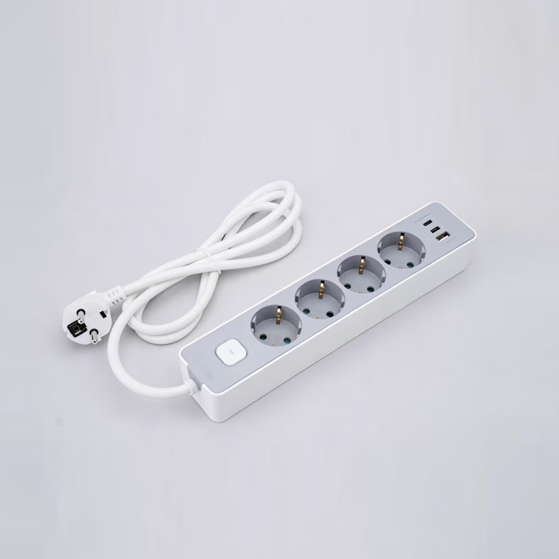 LOB-05K-AC Multipresa di tipo tedesco a 5 prese con interruttore, caricabatterie rapido PD, 1 porta USB-A e 2 porte Type-C Multi-presa